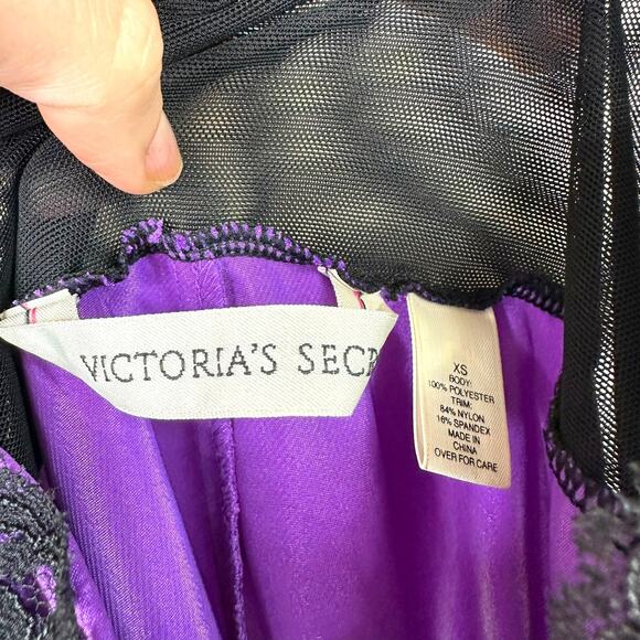Victoria's Secret 2000's VTG Purple Lace Satin Lingerie Slip Lingerie Dress XS - Picture 6 of 6